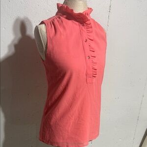 J. Crew Coral Ruffle Front Blouse